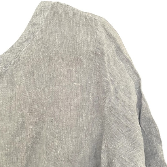 NICOLE MILLER New York Plus Linen Oversized Blouse Blue 1X - Picture 4 of 5